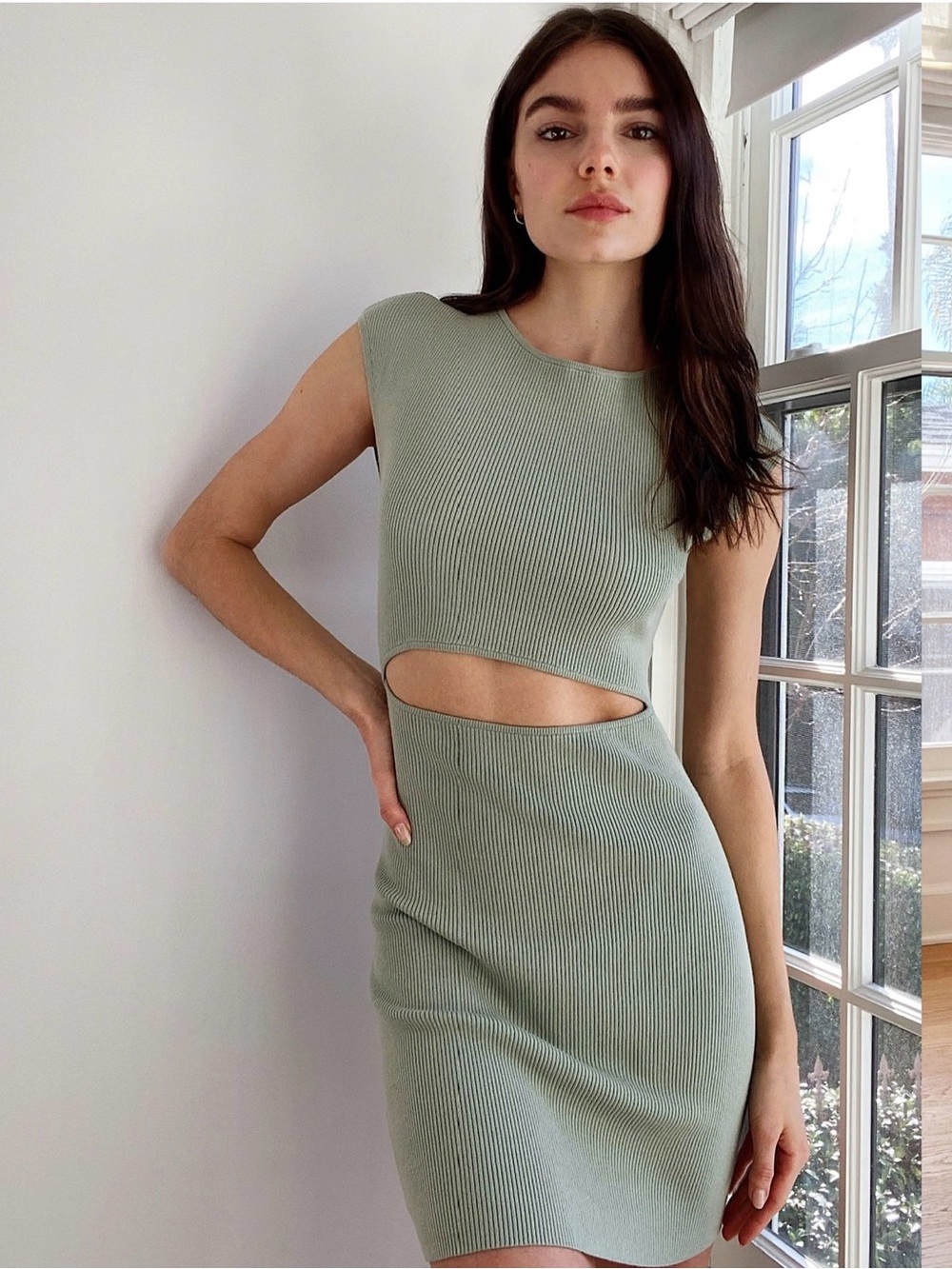 Aritzia Wilfred Free Cut-Out Knit Mini Dress